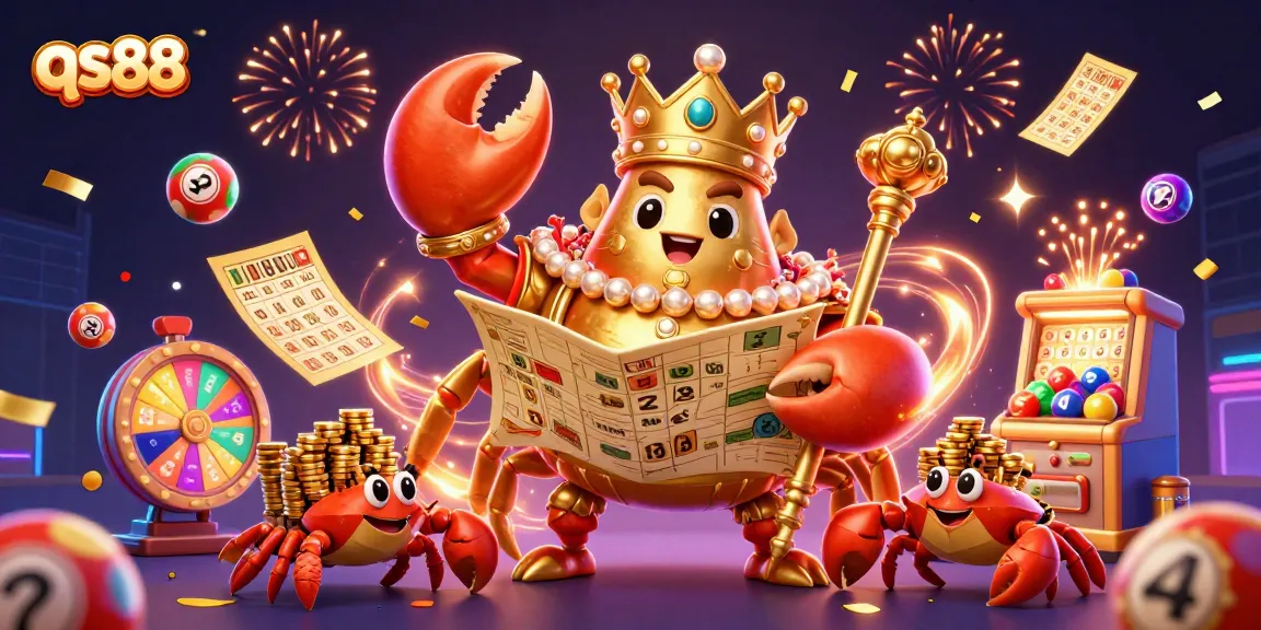 Experience the vibrant world of qs88 with colorful casino games, a lavish crab emperor, and dynamic gaming elements.