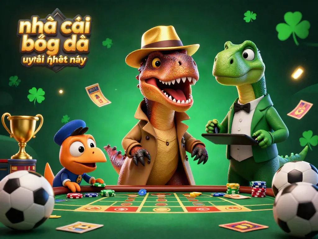 Dynamic scene showcasing a velociraptor at a betting table, highlighting nhà cái bóng đá uy tín hiện nay.