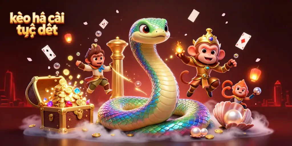 Engage in kèo nhà cái trực tiếp with dynamic 3D art showcasing vibrant characters and rich casino elements.