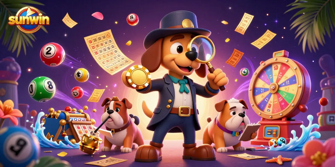 Experience thrilling gameplay with Sunwin, where detective characters solve poker mysteries among vibrant casino elements.