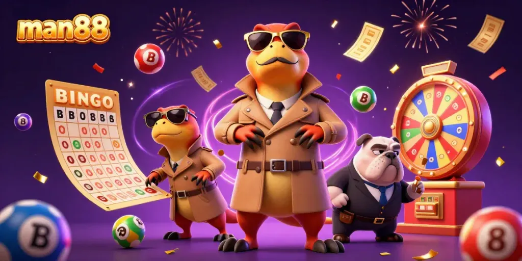 Experience the thrill of man88 with playful raptors sneaking into a casino scene.