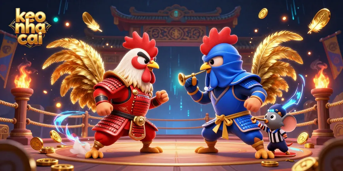 Engage with exciting keo nha cai action featuring dynamic roosters in a fiery arena.