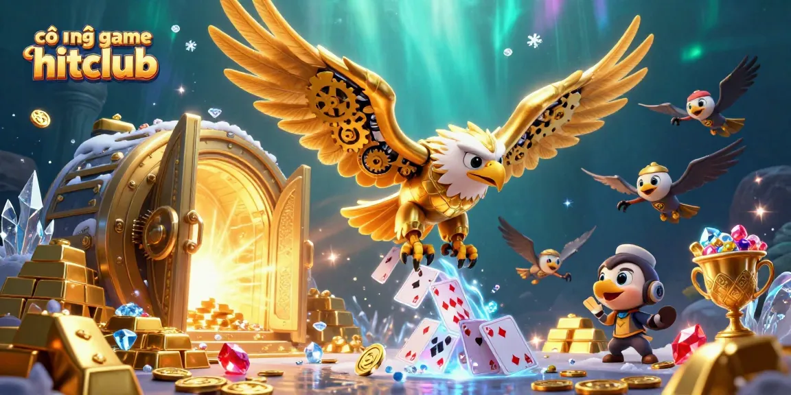 Experience thrilling wins at cổng game hitclub with 3D golden eagle diving through a world of treasures.
