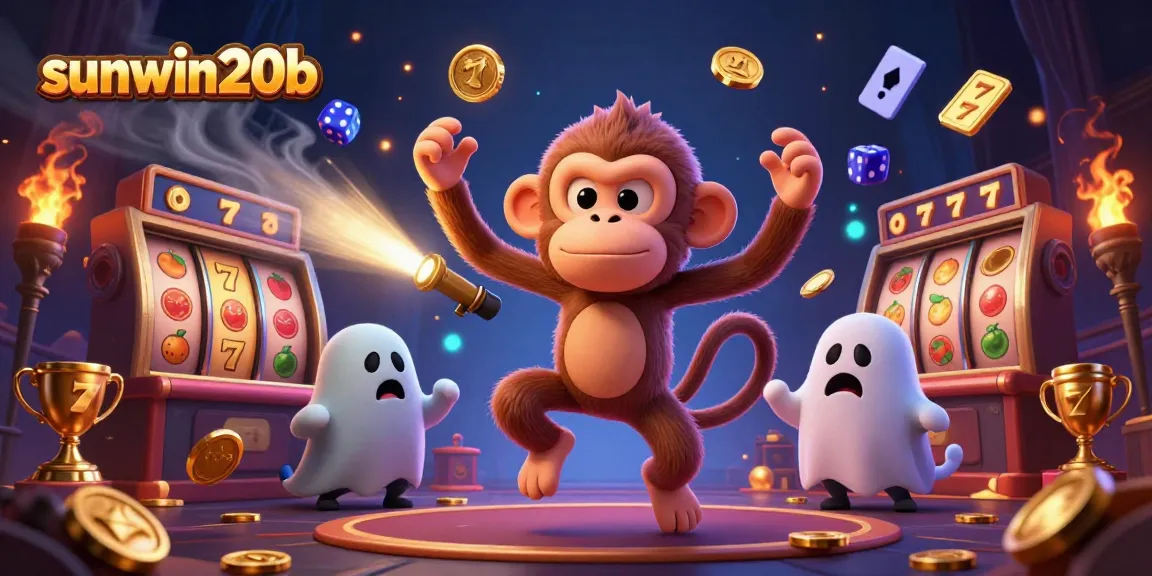 Win big with sunwin20b as you explore vibrant 3D slots and casino excitement in this animated scene.